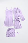 Zivame Luxe Satin 4 Pc Sleep Set - Purple Heat — thumbnail 2